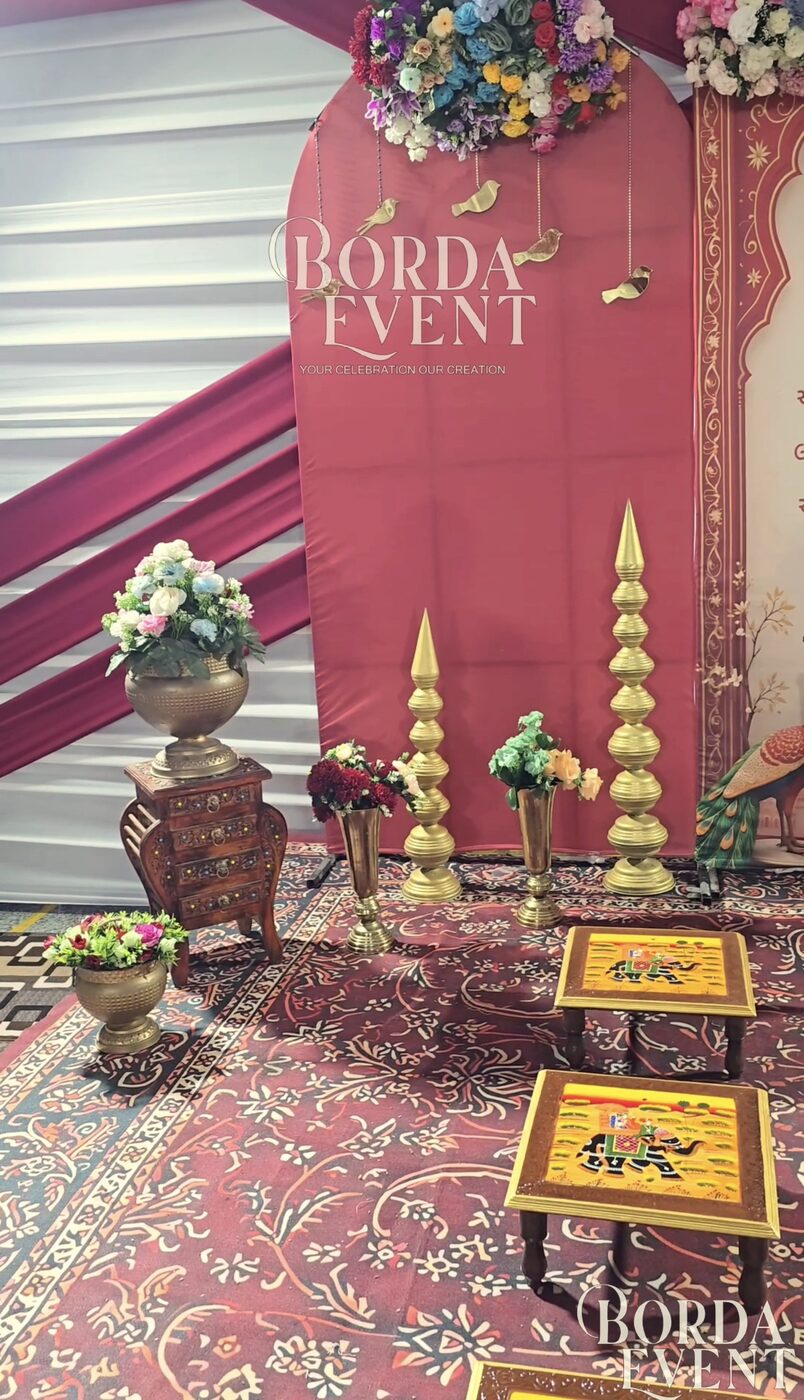 Mandap corner with brass décor
